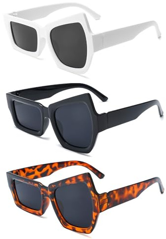 KASESSS 3Pezzi Occhiali da Sole da Donna, Divertente Occhiali Sole Donna, Occhialis da Soles da Uomo Irregolare, Occhialis da Soles Grandi da Festa per Donne Uomini, Comodi Protezione Dalla