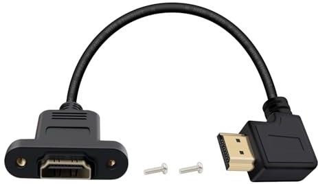 HuaLiSiJi Cable Alargador HDMI con Instalación de Panel 4K 60Hz Cable HDMI 90 Grados Macho Hembra para Reproductores BLU Ray, Tlevisores de Alta Definición, Xbox 360 (Curvado hacia Izquierda, 0.5 m)