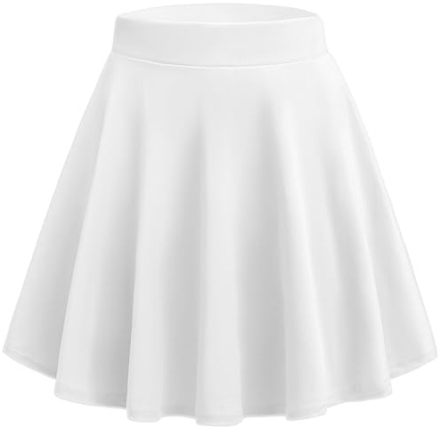 HOTOUCH Jupe plissée à taille élastique pour femme, mini jupe patineuse évasée pour l'école, les fêtes, les festivals, blanc, XXL
