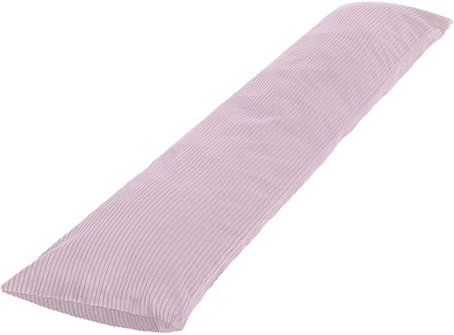 CozyKing Seitenschläferkissen mit Bezug 200 x 40 cm Cord Rosa - Öko-Tex Zertifiziert - 40°C waschbar, perfekt als langes Lagerungs-Kissen u. Schlafkissen oder Schwangerschaftskissen/Stillkissen