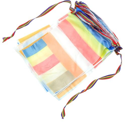 ORFOFE Drapeaux De Prière Bouddhistes Authentiques Chaîne Cinq Couleurs Décoration Extérieure Pour Temples Et Méditation Bannière Bouddha Traditionnelle