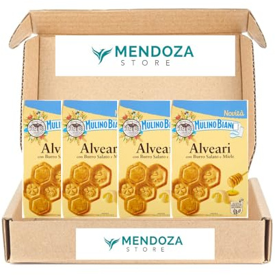 Biscotti Frollini con Burro Salato e Miele,X Mulino Bianco Alveari, Confezione da 4 Pacchi, 300g per Pacco