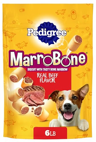 Pedigree Dry Dog Treats MarroBone, Real Beef Flavor, Bone Marrow Dog Treats, 6 lb. Bag (Pack of 1)