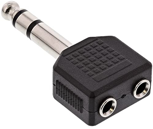 InLine 99304 Audio Adapter, 6,3mm Klinke Stecker Stereo an 2x 3,5mm Klinke Buchse Stereo