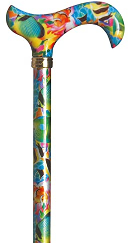 Gehstock Fashion-Derby CARIBIC DREAMS, eleganter Derbygriff aus Gießharz mit karibisch-maritimen Design, aufgesetzt auf einen Stock aus stabilem Leichtmetall, höhenverstellbar, Gummipuffer