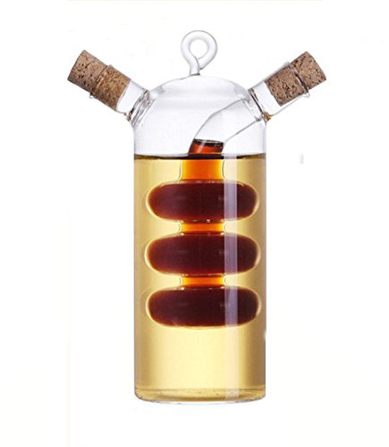 ELETON Triple Ball Olive Oil and Vinegar Dispenser Cruet Bottles, 2 in 1 Transparent Dual Glass for Kitchen Cooking Container