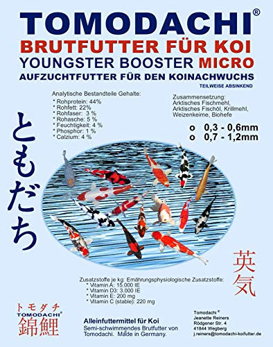 Koifutter Brutfutter Koi Aufzuchtfutter Tosai feines Koibrutfutter Tomodachi Energiefutter Koinachwuchs arktisches Fisch Brutfutter 0,3mm - 0,6mm 1kg