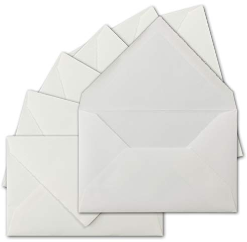 FarbenFroh by GUSTAV NEUSER 25 Stück Vintage Briefumschläge - Büttenpapier - B6 11,8 x 18,2 cm - Diplomaten Format - Naturweiß (Weiß) halbmatt - Nassklebung