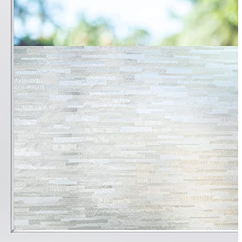 rabbitgoo Window Privacy Film, No Glue Frosted Glass Film, Static Cling UV Blocking Non Adhesive Reusable Heat Control Window Vinyl Clings for Home, Office, Frosted Silk, 17.5 x 78.7 Inches