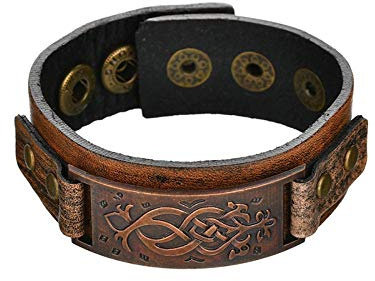 Bracelet en Cuir pour Femme,Vintage Tressé en Cuir Véritable Charme Bangles Bracelets Wrap Steampunk Fine Gravure Cadeau De Noël De La Personnalité pour Les Hommes Femmes Garçons