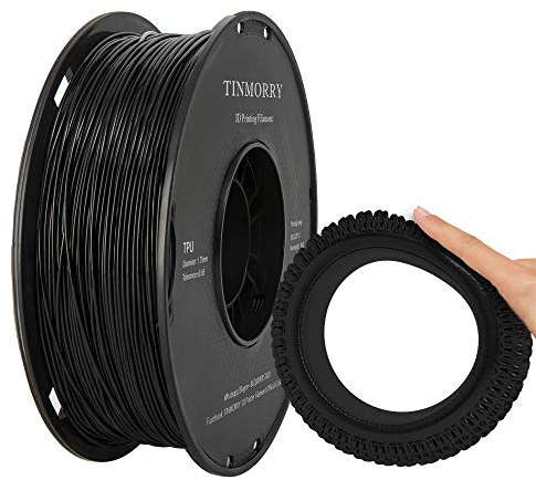 TINMORRY TPU Filament 1.75 mm, Flexible TPU Rolle Weiches 3D-Drucker Filament, 1kg Spule (2.2 lbs), 95A TPU Schwarz