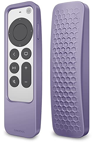 Fintie 2-in-1 Schutzhülle für 2022/2021 Apple TV Siri Fernbedienung und Apple AirTag – Leichte rutschfeste Stoßfeste Hülle für Apple TV 4K / HD Siri Remote Controller (3. /2. Gen), Pastellviolett