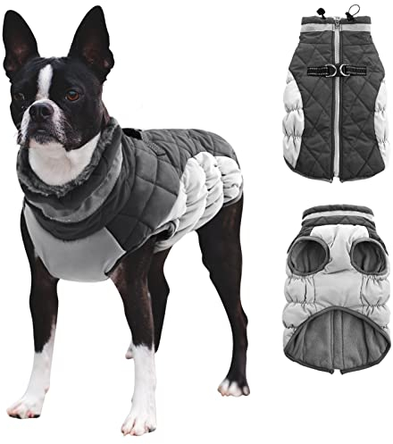 CITÉTOILE Hundemantel Winter,Hundemantel Grosse Hunde,Hundejacke mit Geschirr, Wasserdicht Wintermantel Hund mit Fleece Gefütterte,Warme Hundeweste mit Reflektierend für Kaltes Wetter