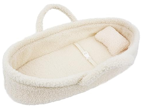 June Garden Cozy Dream Doll Bassinet - Baby Doll Portable Carrier - Fits for American Girl Dolls or Teddy Bears up to 18 - Cream White
