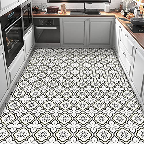 ‎Elffloor Peel and Stick Floor Tiles Vinyl Flooring Self Adhesive Floor Tile for Bathroom Kitchen Living Room 20X20cm 20pcs Waterproof PVC Easy to Use