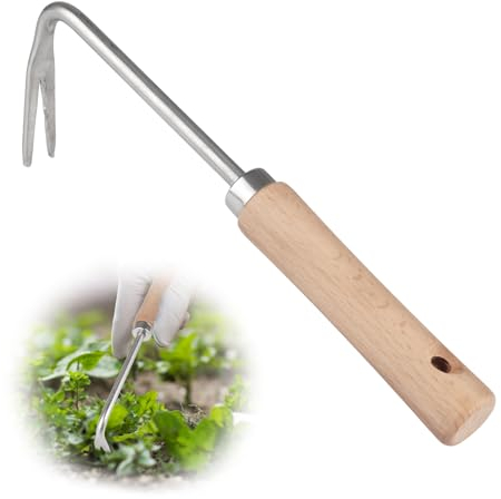 Manueller Unkrautstecher Mit Holzgriff, 25.5cm Länge Unkrautstecher Edelstahl, Robust Manueller Weeder, V-förmige Design Garden Hand Weeder, Manueller Unkrautstecher, für Jäten, Umpflanzen usw.