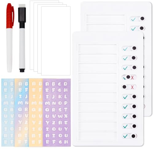 Checklist Boards To Do Liste Abwischbar 2 Stück To Do Planer Tafel Chore Chart Memo Checklist Boards mit 4 Blanko Papier, 2 Whiteboard-Marker, 4 DIY Aufkleber