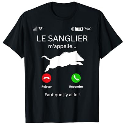 cadeaux pour chasseur, sanglier humour homme original chasse T-Shirt