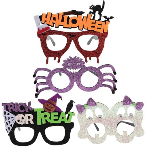 Cabilock 4 Stück Halloween-partybrille Halloween-party-brille Halloween-brille Für Kinder Halloween-partyzubehör Halloween-partygeschenke Urlaub Brillengestell Kostümbrille Glitzerbrille