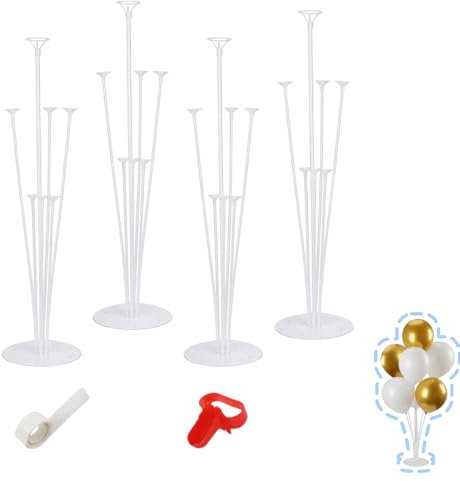 4 Sets Balloon Pole Stand Base Support Holder, 70cm Height Reusable Clear Table Balloon Stand Kit Set, Birthday Party, Graduation, Wedding Festival Balloons Decorations