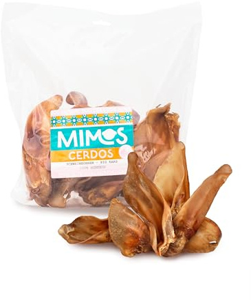 MIMOS Orecchie di maiale per cani, articolo da masticare, 500 g, spuntini da masticare senza cereali, senza additivi artificiali, asciugati delicatamente, sostengono la cura dentale
