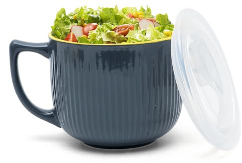 Umllpet Keramik Suppenschüssel 900ml Große Suppentasse mit Henkel, Mikrowellen& Spülmaschinengeeignet, Tasse Müslischalen Groß für Kaffee, Eintopf & Müsli, BPA-fre, Geburtstags Geschenk