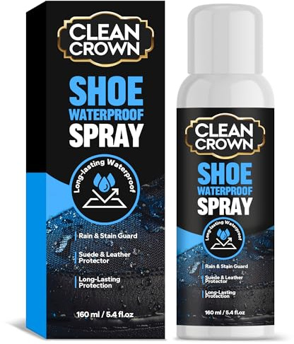 CleanCrown Shoes Protector Spray (5.4 Fl Oz), Suede & Leather Protector Spray, Waterproofing & Stain Guard for Shoes, Boots, Bags & Upholstery, Long-Lasting Water Repellent Spray