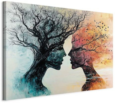 murando - Quadro Fonoassorbente Volti Astratti Alberi 120x80 cm 1 Pezzo - Canvas - Quadri Acustici Grandi - Pannelli Fonoassorbenti Decorativi - Decorazione da Parete Soggiorno a-H-10169-b-a