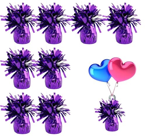 8 pesas para globos para fiestas de cumpleaños, pesas de globos de helio, eventos y celebraciones, accesorio de globos de fiesta de cumpleaños, color morado