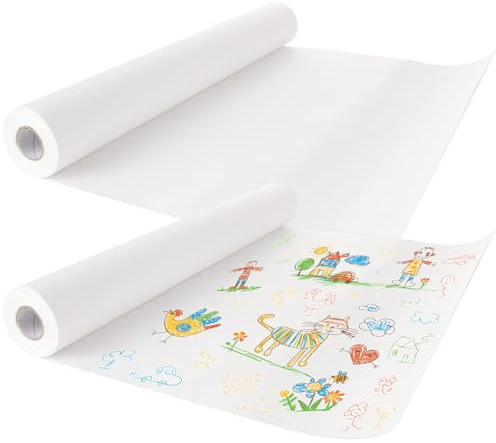 AHAQU 2PCS Drawing Paper Roll, 38cm x 30m Roll of Paper for Painting, White Art Paper Roll, Easel Paper Roll for Sketching, Gift Wrapping Paper, Drawing
