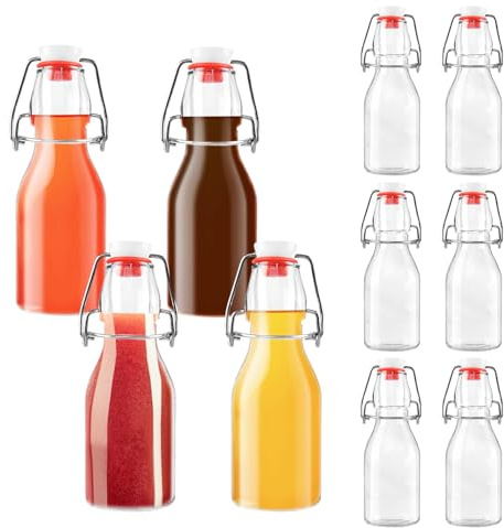 10 bottiglie di vetro 250 ml con tappo ermetico, bottiglia di vetro, bottiglia di vetro trasparente ermetico per bevande, birra, olio, aceto, olio di olive, vinegar, juice, syrup, acqua