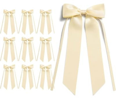 HUVZOR Fiocchi beige fiocchi regalo decorazione torta nuziale decorazione fiocco delicato fiocco crema regalo di compleanno ghirlanda di comunione, 10 pezzi,(beige crema)