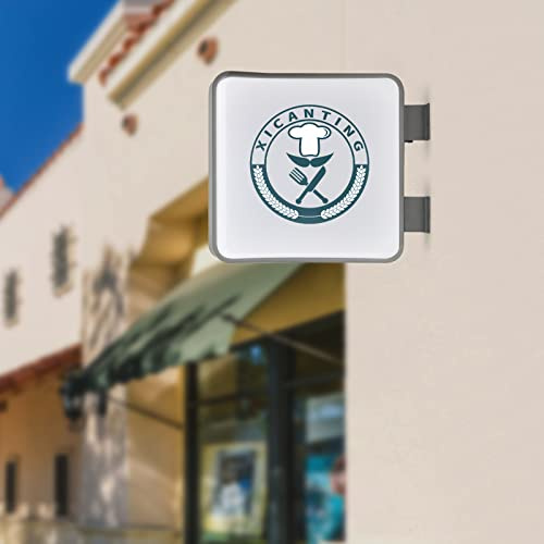 Letrero luminoso rectangular de 50 cm, 220 V, caja de luz LED, caja de luz de doble cara, montaje en pared, acrílico, caja de luz para restaurante, cafetería, tienda, blanco, interior y exterior