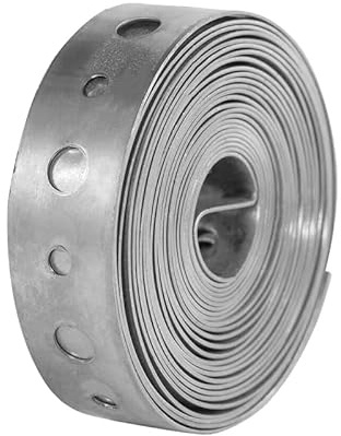 Vmoomax Bande Métallique en Acier Galvanisé 3/4 × 10 Pieds, Bande Perforée pour Fixation, Attaches pour Clôtures, Supports de Tuyaux et Projets de Construction, Plomberie et DIY.