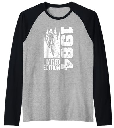 MTB Mountainbike Nacido en 1984 Cumpleaños BTT-Bicicleta Camiseta Manga Raglan