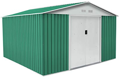GARDIUN KIS12993 - Caseta Metálica Coventry 9,66 m² Exterior 301x321x205 cm Acero Galvanizado Verde