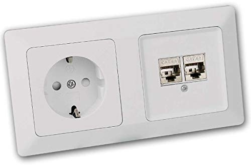 MILOS Kombi Steckdose + CAT6-Dose, weiß matt, UP