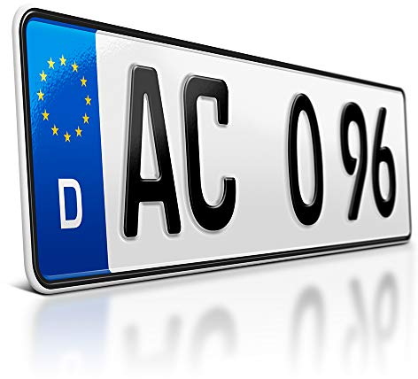 schildEVO 1 Kfz Kennzeichen | 420 x 110 mm | DIN-Zertifiziert – individuelles EU Wunschkennzeichen | PKW Nummernschild | kurzes Autokennzeichen | Auto-Schild | Fahrradträger & Anhänger | DHL-Versand