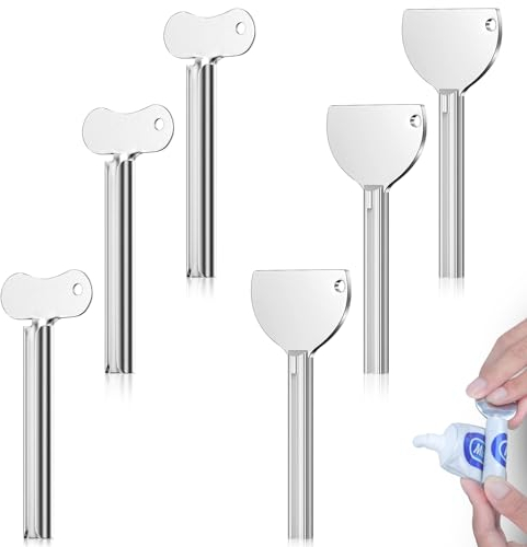 Zivacate Presse Tube Dentifrice, Presse Tube 6 Pièces, Forme de Clé en métal Presseur de Dentifrice, Distributeur de Dentifrice à Rouleau en Alliage pour Dentifrice/Peinture à l’Huile/Crème Mains