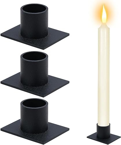 AMJKEJI 4 Pezzi Portacandele in Metallo, Rotondo Candelieri Basso, Portacandele Nero Design Elegante, Candelabro per Della Stanza Matrimonio, Decorazione Romantica Della Tavola