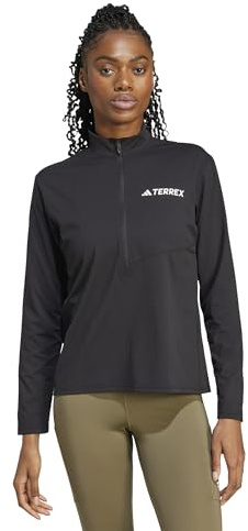 adidas Women's Terrex Multi Climacool Half Zip Long Sleeve, Black, M
