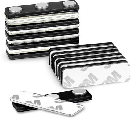 JINJUMEI 12 stycken magnetiska märken, magnetiska namnskyltar självhäftande magnetiska namnskyltar i metall med 3-punkts magnet för skolor, kontor, utställningar, konferenser