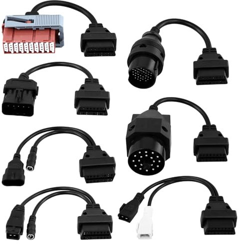 QWORK® 8 Piezas Cable Adaptador de Diagnóstico, Dispositivo de Diagnóstico OBD para Automóvil, Cable de Diagnóstico Universal OBD2 OBD1