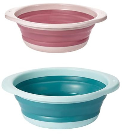 2 Pcs Collapsible Washing Up Bowl, 2 Size Collapsible Bowl, Foldable Washing Up Bowl, Multi-functional Round Washbasin, Portable Wash Basin for Kitchen Outdoor Travel Camping