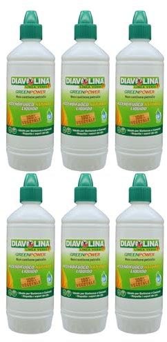 ACCENDIFUOCO NATURALE LIQUIDO 100% VEGETALE, Ideale per Barbecue e Caminetti, Rispetta i sapori dei cibi, 750ml. (6 Unità)