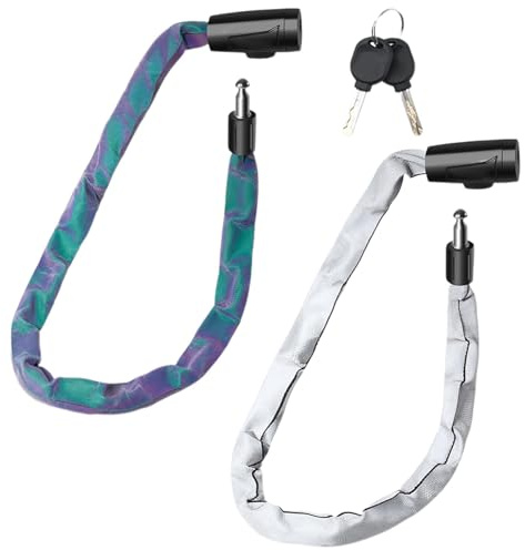 Candado de cadena resistente, antirrobo, seguridad reflectante, candado reforzado, acero duradero, encuadernación de protección reflectante, ideal para protección de motocicletas y puertas, 75 cm