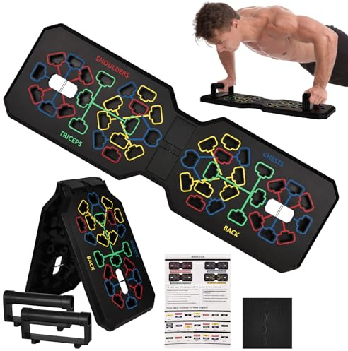 YYTECH Tabla de flexiones plegable 12 en 1 con asa, juego de tabla de flexiones, tabla de apoyo push up, tabla de apoyo para el hogar, equipo de calistenia para entrenamiento de cuerpo