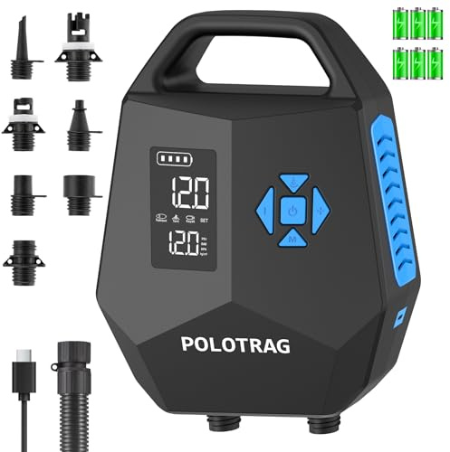 Paddle Board Pump, Rechargeable SUP Pump Electric, 20PSI Portable Paddleboard Pump with Inflation & Deflation, Auto-Off Air Pump for Inflatables, Kayak, Towable Tube and Air Mattress