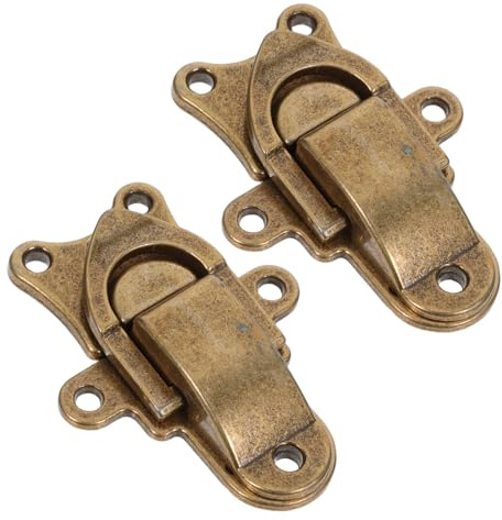 Toddmomy Loquet à Bascule Rétro en Métal Bronze Antique, Lot de 2 Moraillons Métalliques pour Coffrets Bijoux, Boîtes en Bois et Armoires, Serrure Classique à Bec de Canard, Fermeture