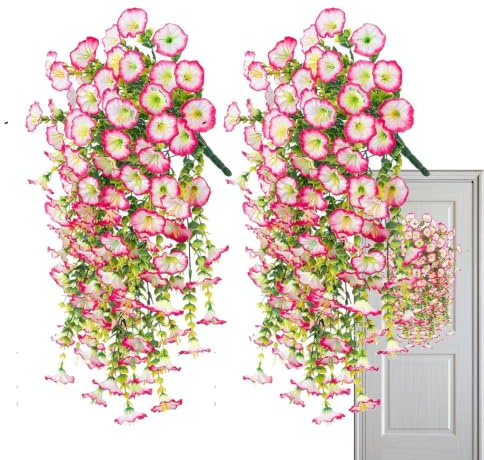 Konstgjorda Petunior Naturtrogna 2 Stycken Faux Blommor Trädsdekoration | Utomhus Falsk Petunia Dekoration för utomhus, patio, träd, , bak, balkong, inomhus, bröllop och fest